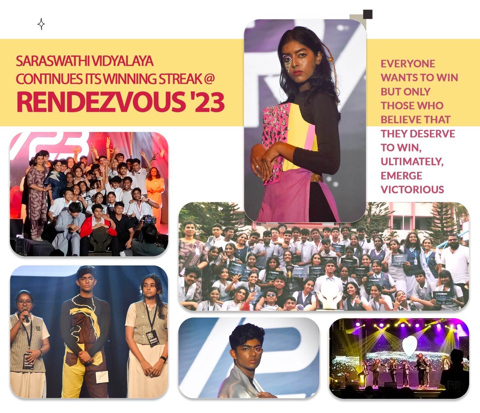 Saraswathi Vidyalaya Continues Its Winning Streak @ Rendezvous 23, an interschool talent fest organised by Sarvodaya Vidyalaya